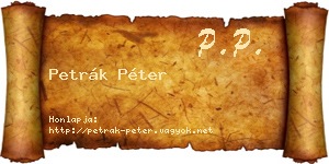 Petrák Péter névjegykártya
