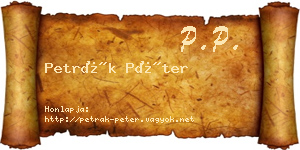 Petrák Péter névjegykártya